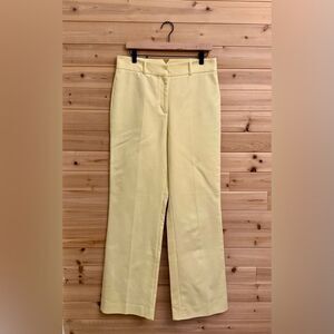 The Fold Size 8 Alzira Straight Flared Meadow Yellow Cotton Trouser Dress Pants